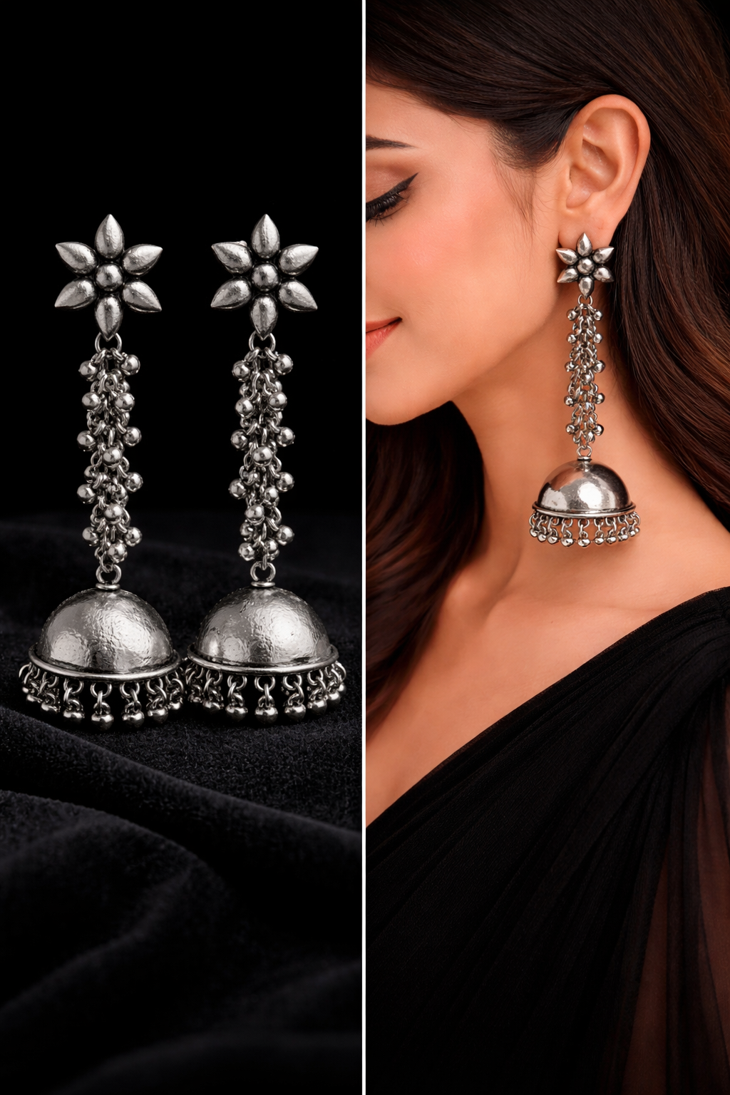 Antique Silver Jhumka