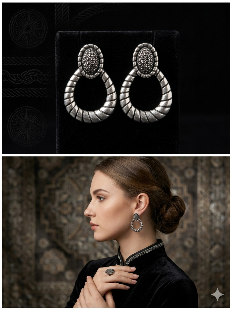 Antique Silver Tear Drop Earrings