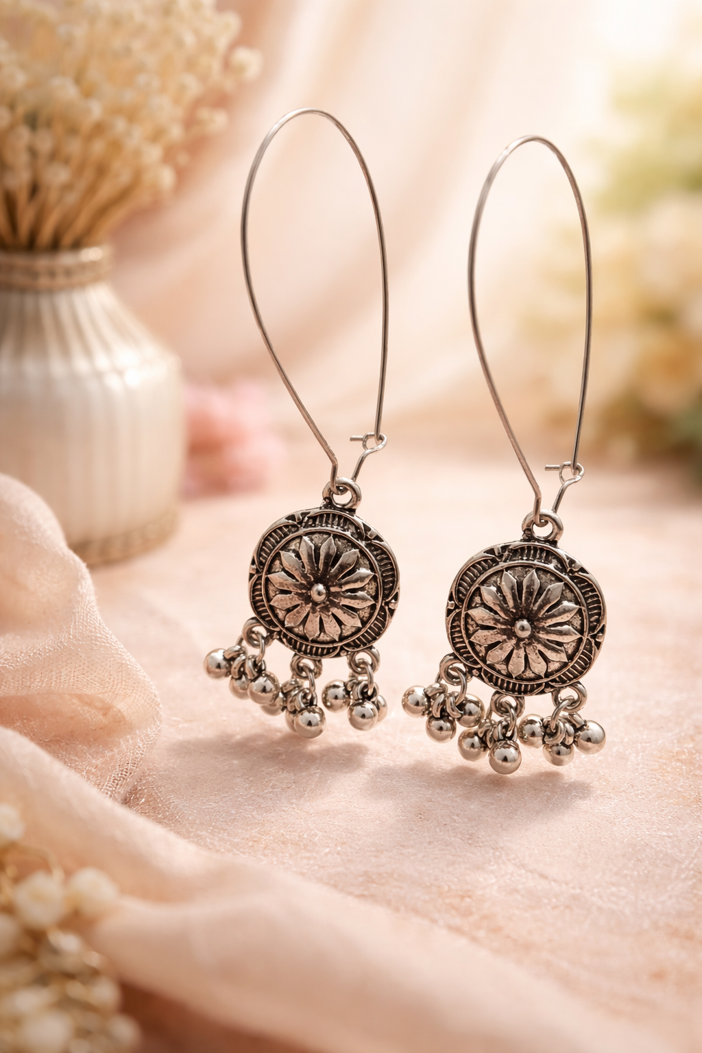 Silver Plated Long Hoops - view 1